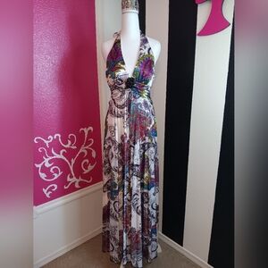 Xtraordinary Multicolor Halter Maxi Dress